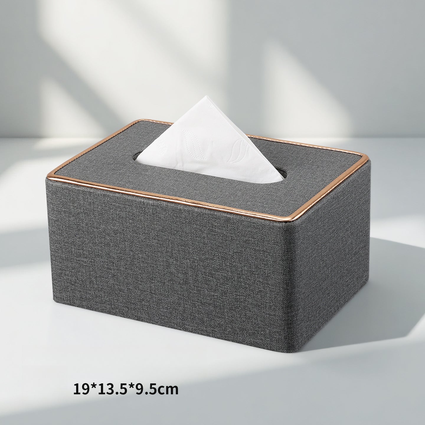 Rose Gold Trim Linen Tissue Box Cover - Detail View 4