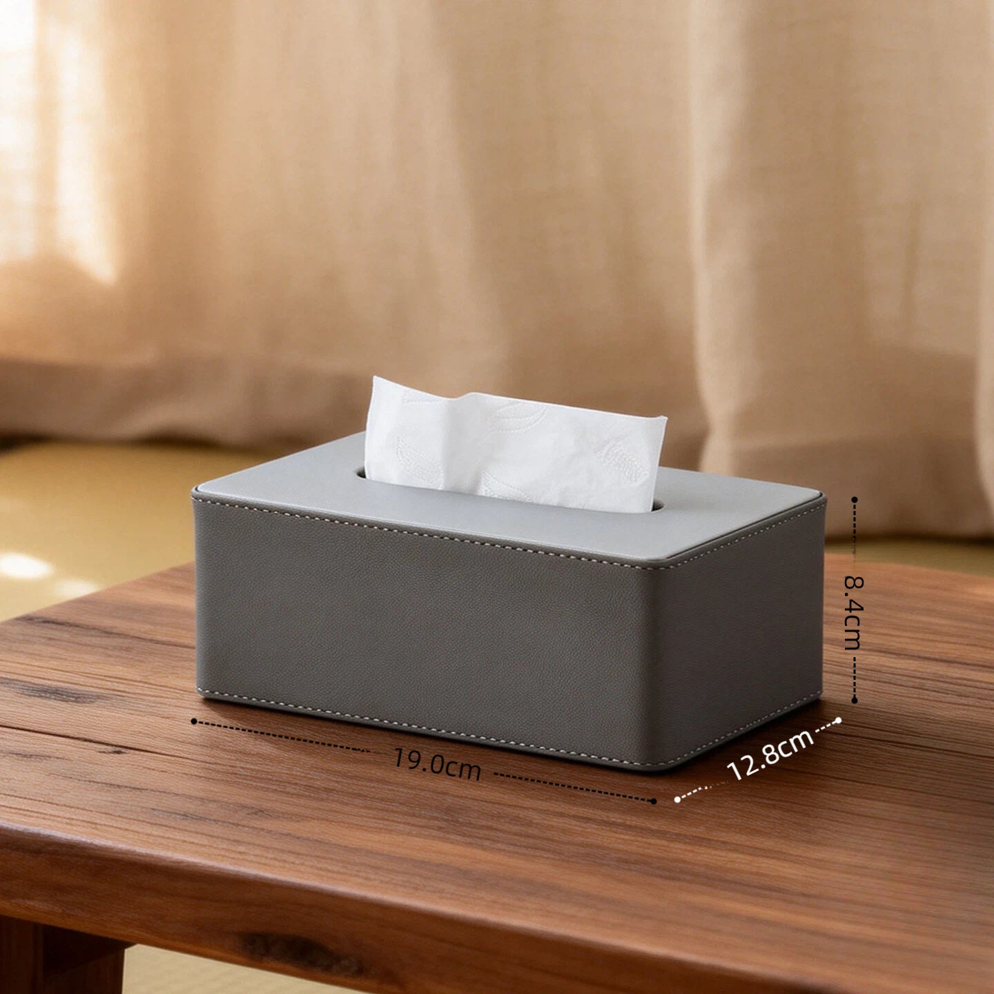 Wood Grain Leather Tissue Box Cover - Detail View 6