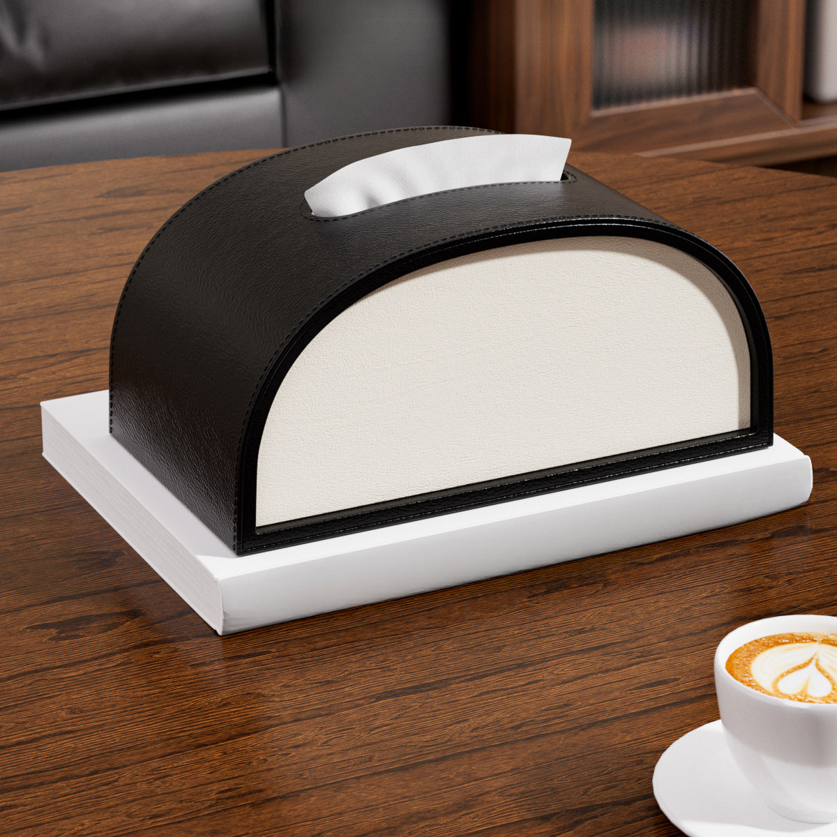 Semicircle Leather Tissue Box Cover - Detail View 15