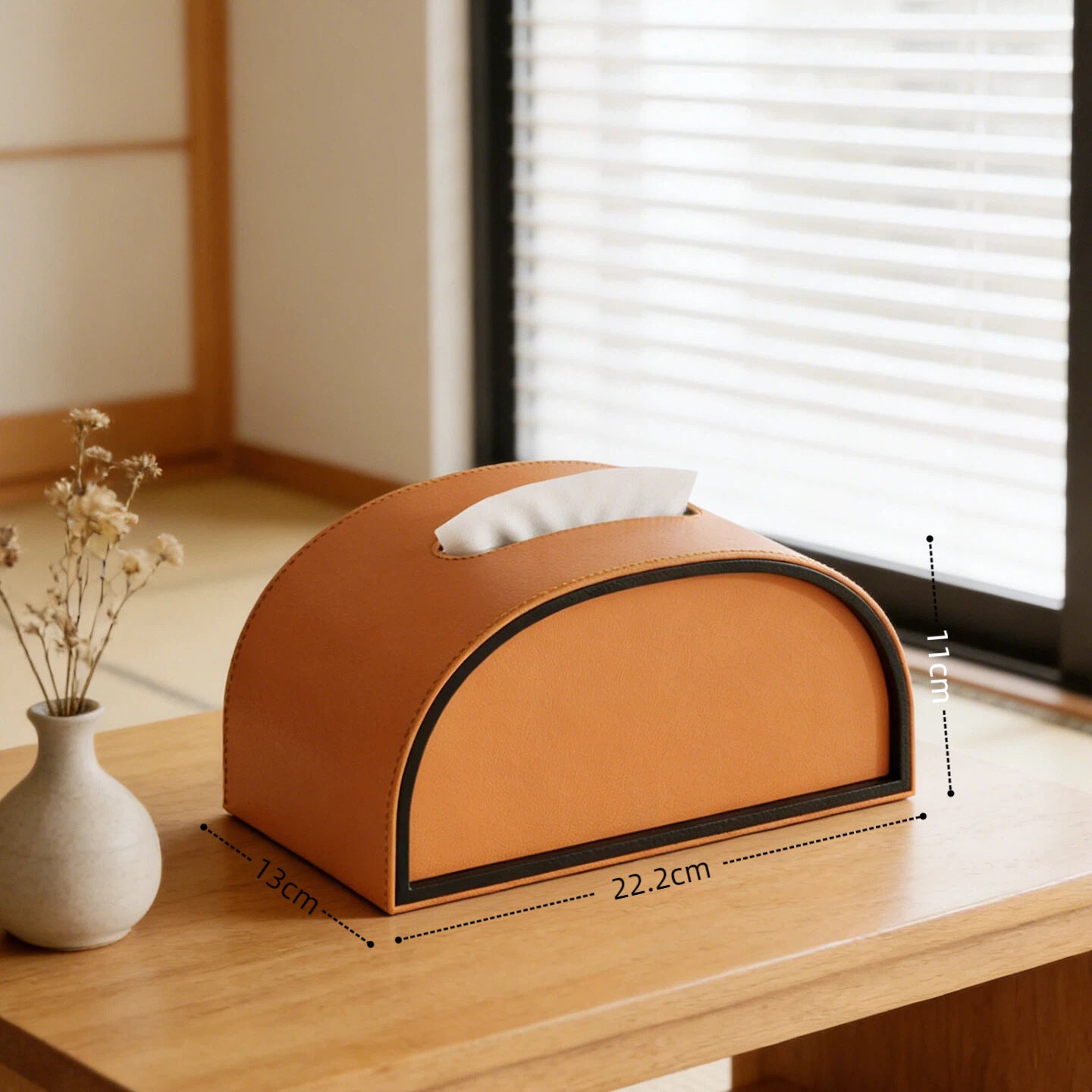 Semicircle Leather Tissue Box Cover - Detail View 5