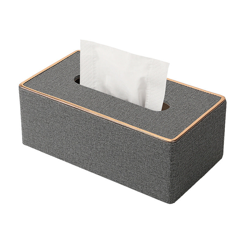 Rose Gold Trim Linen Tissue Box Cover - Detail View 1