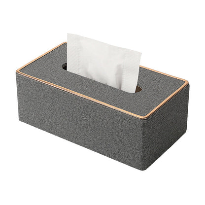 Rose Gold Trim Linen Tissue Box Cover - Detail View 1