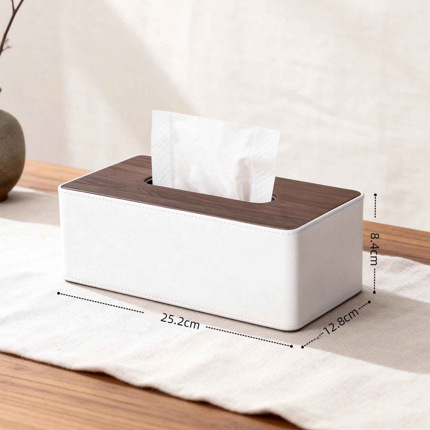 Wood Grain Leather Tissue Box Cover - Detail View 3