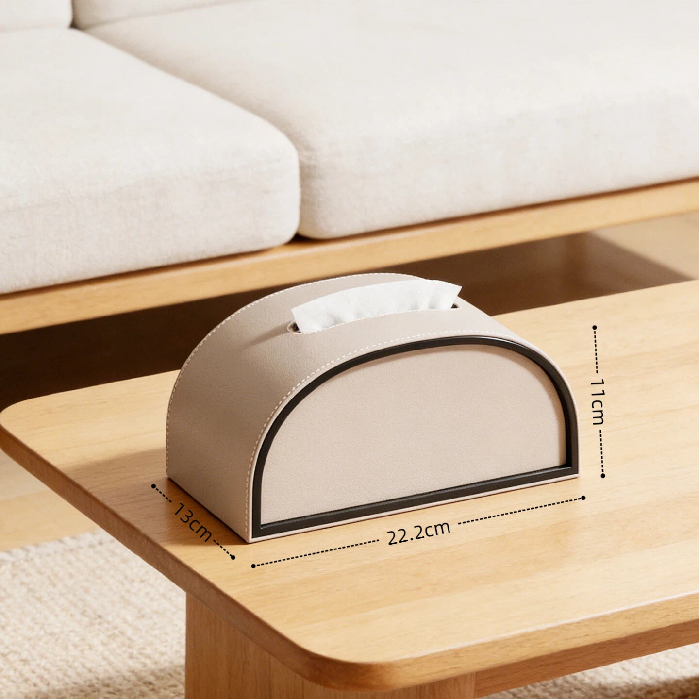 Semicircle Leather Tissue Box Cover - Detail View 4