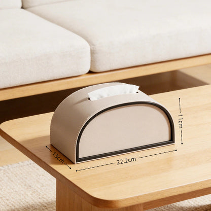 Semicircle Leather Tissue Box Cover - Detail View 4