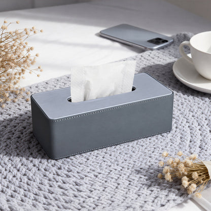 Wood Grain Leather Tissue Box Cover - Gray Small - square tissue box