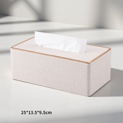 Rose Gold Trim Linen Tissue Box Cover - Detail View 3