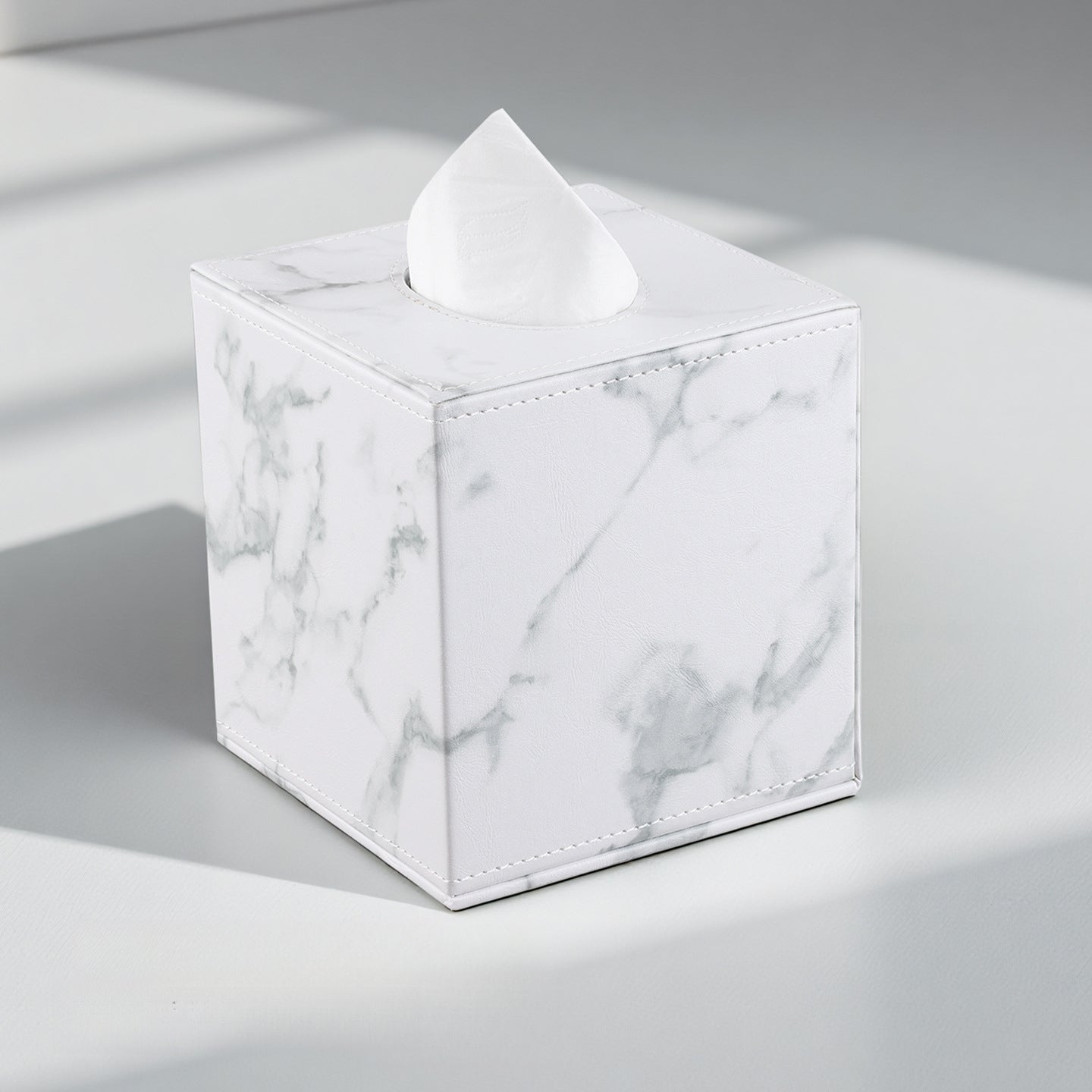Leather Tissue Box Cover - Detail View 1