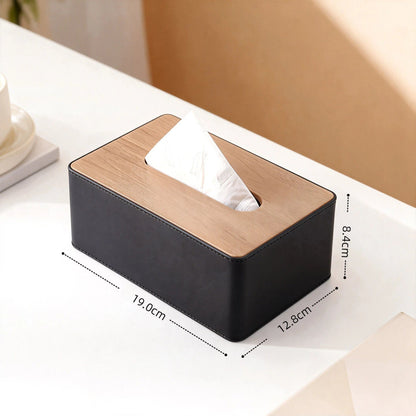 Wood Grain Leather Tissue Box Cover - Detail View 5