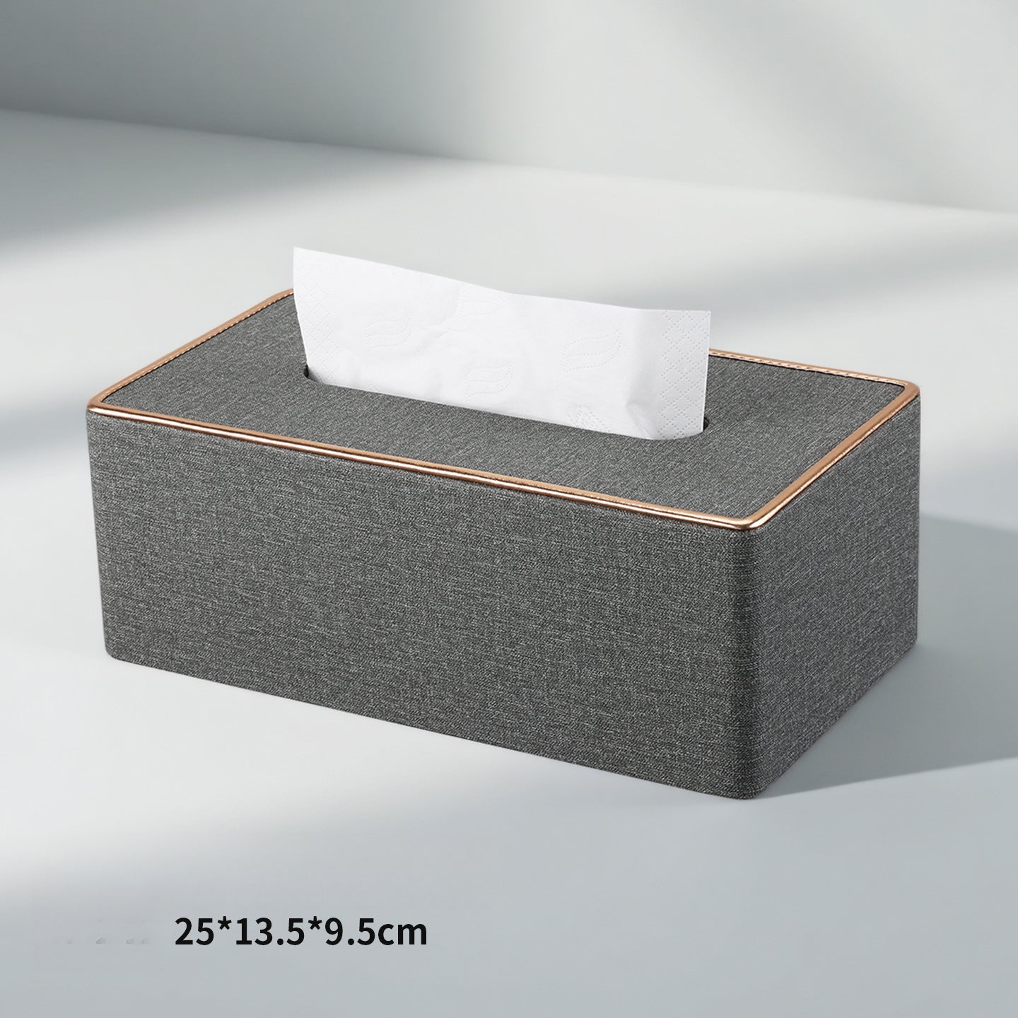 Rose Gold Trim Linen Tissue Box Cover - Detail View 2
