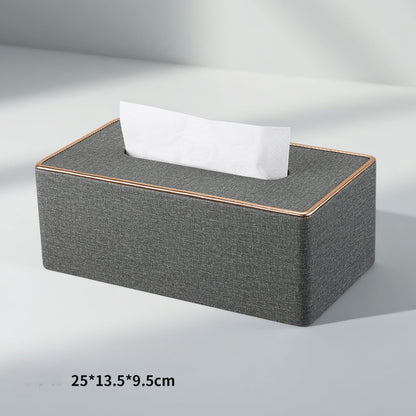 Rose Gold Trim Linen Tissue Box Cover - Detail View 2