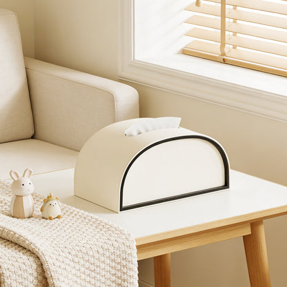 Semicircle Leather Tissue Box Cover - Tan