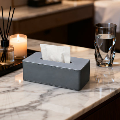 Wood Grain Leather Tissue Box Cover - Detail View 9