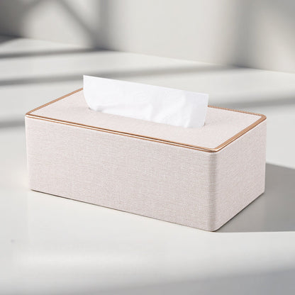Rose Gold Trim Linen Tissue Box Cover - Detail View 5