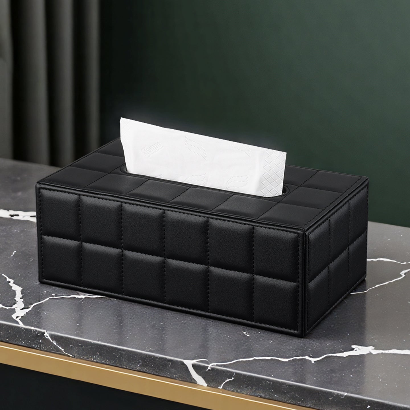 Leather Tissue Box Cover - Detail View 2