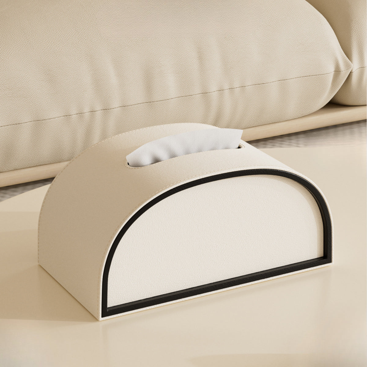 Semicircle Leather Tissue Box Cover - Detail View 11